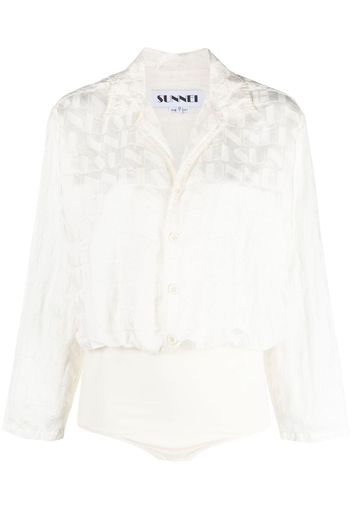 Sunnei logo-jacquard long-sleeve bodysuit - White