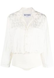 Sunnei logo-jacquard long-sleeve bodysuit - White