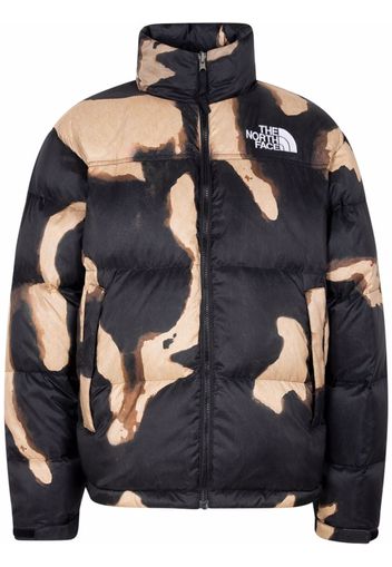 Supreme x TNF bleached denim print Nuptse jacket - Brown