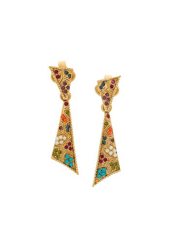 Susan Caplan Vintage 1980s Vintage D'Orlan Colourful Drop Earrings - Gold