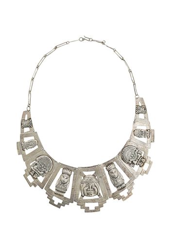 Susan Caplan Vintage 1970s Fist Nations Totem Necklace - Silver