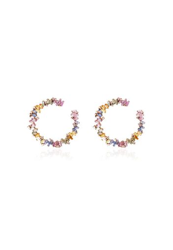 Suzanne Kalan 18kt rose gold Fireworks sapphire and hoop earrings