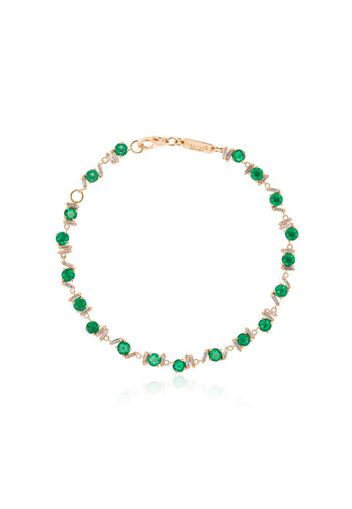 18kt yellow gold, emerald and diamond tennis bracelet
