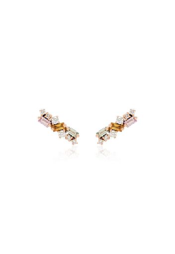 18K rose gold diamond sapphire stud earrings