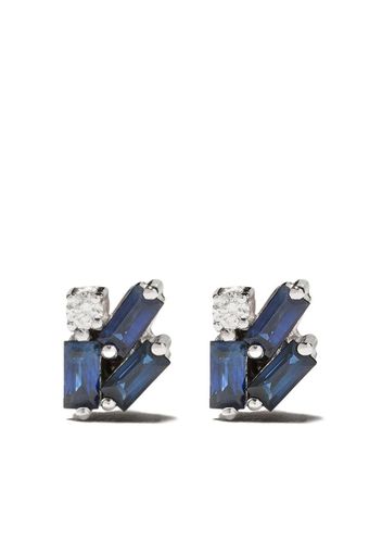 18kt white gold sapphire and diamond stud earrings