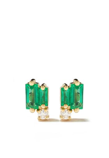 18kt yellow gold Fireworks emerald and diamond studs