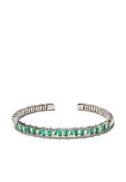 18kt white gold Flexible emerald and diamond baguette cuff