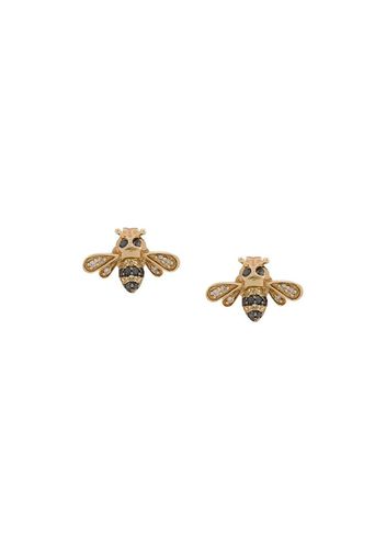 14kt gold diamond and sapphire bumble bee stud earrings