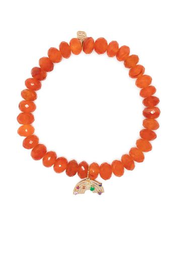 Sydney Evan 14kt yellow gold Rainbow charm carnelian bracelet - Orange