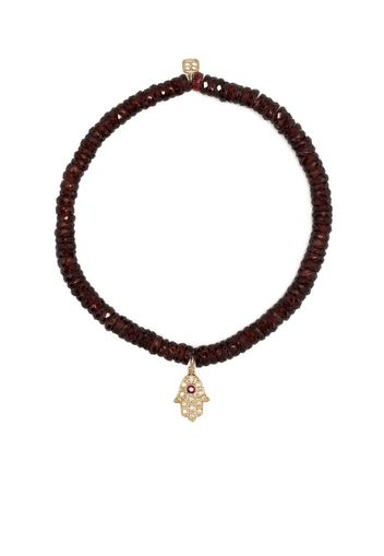 Sydney Evan 14kt yellow gold garnet beaded bracelet - Red