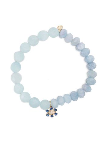 Sydney Evan 14kt yellow gold aquamarine beaded bracelet - Blue