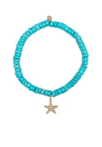 Sydney Evan 14kt yellow gold turquoise beaded bracelet - Blue