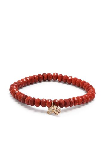 Sydney Evan 14kt yellow gold coral beaded bracelet - Red