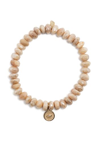 Sydney Evan 14kt yellow gold Evil Eye beaded bracelet - Neutrals