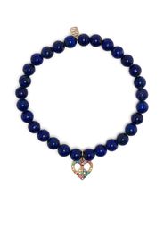 Sydney Evan 14kt yellow gold Peace Heart multi-stone bracelet - Blue