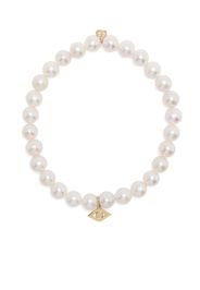 Sydney Evan 14kt yellow gold Evil Eye pearl bracelet - White