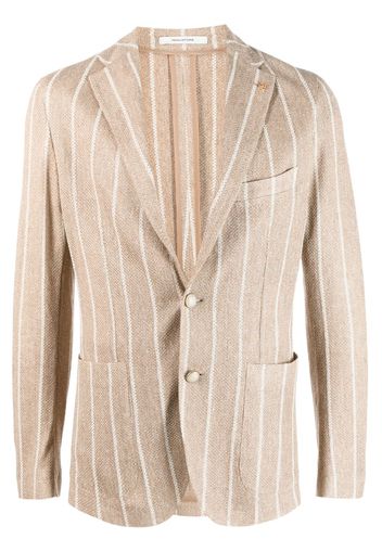 Tagliatore striped textured single-breasted blazer - Brown