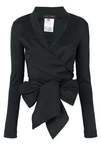 Talbot Runhof bow detail wrap top - Black