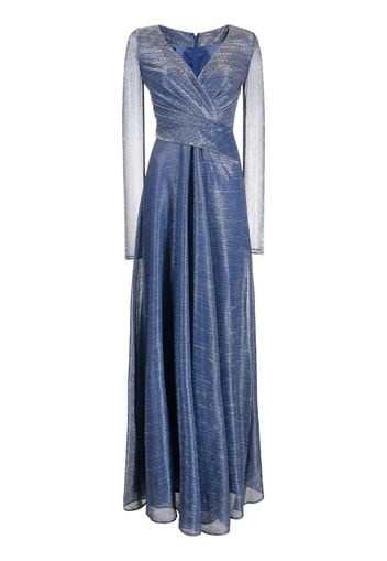 Talbot Runhof metallic v-neck gown - Blue