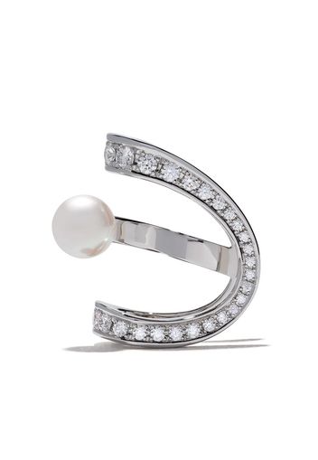 Tasaki 18kt white gold Aurora Akoya pearl and diamond ear clip