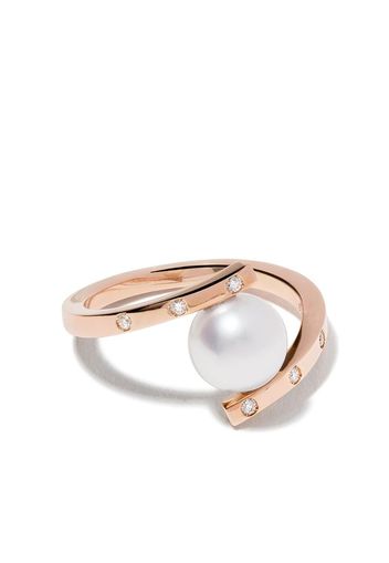 18kt rose gold A Fine Balance diamond and Akoya pearl ring