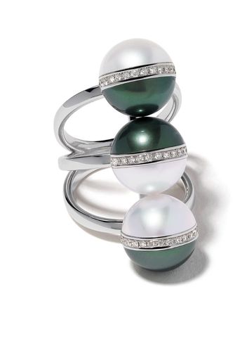 18kt white gold Balance Unite diamond and South Sea pearl ring