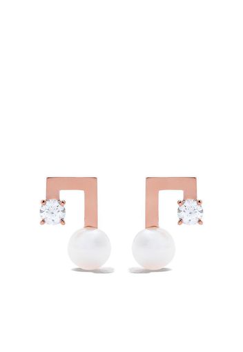 18kt rose gold petit Balance Note Collection Line Akoya pearl and diamond earrings