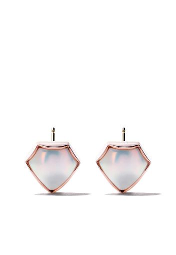 18kt rose gold FACETED M/G TASAKI Mabe pearl stud earrings