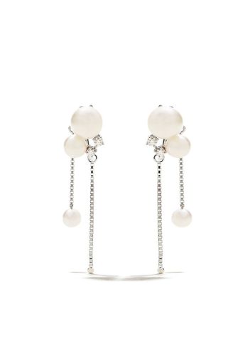 18kt white gold Akoya pearl and diamond chain earrings