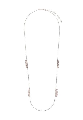 18kt white gold Balance diamond pave and Akoya pearl necklace