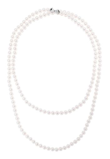 18kt white gold 8mm Akoya pearl layered necklace