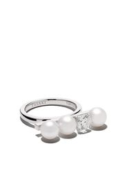 Tasaki 18kt white gold Balance Solo diamond and Akoya pearl ring