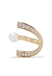 Tasaki 18kt yellow gold Aurora Akoya pearl and diamond ear clip