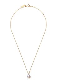 18kt yellow gold Basic Akoya pearl and diamond pendant necklace