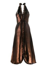 metallic ruffle gown
