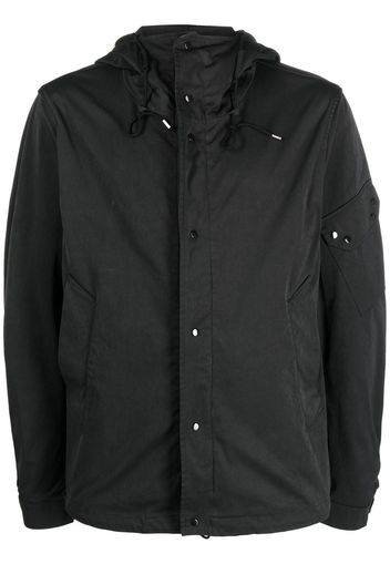 Ten C cotton plain hooded jacket - Black