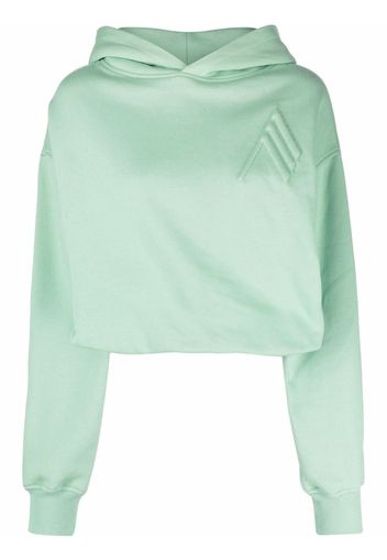 The Attico cropped embroidered-motif hoodie - Green