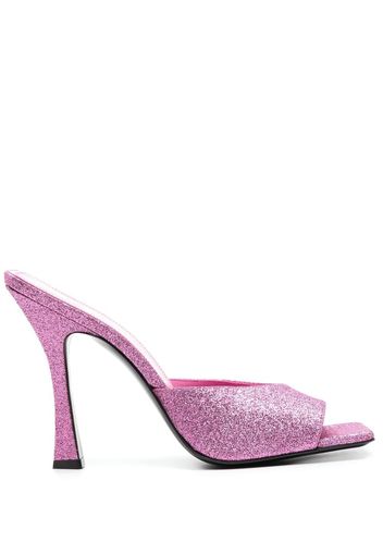 The Attico glittered high-heeled mules - Pink