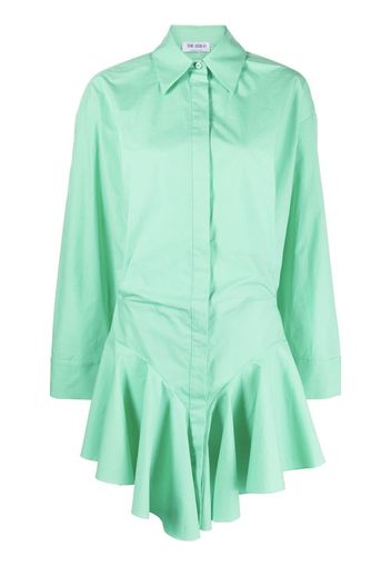 The Attico ruffled mini shirt dress - Green