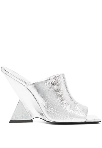 The Attico Cheope 105mm laminated leather mules - Silver