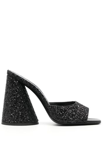 The Attico Luz 105mm glitter-embellished mules - Black