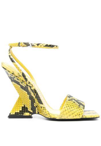 The Attico Cheope 110mm snake-effect sandals - Yellow