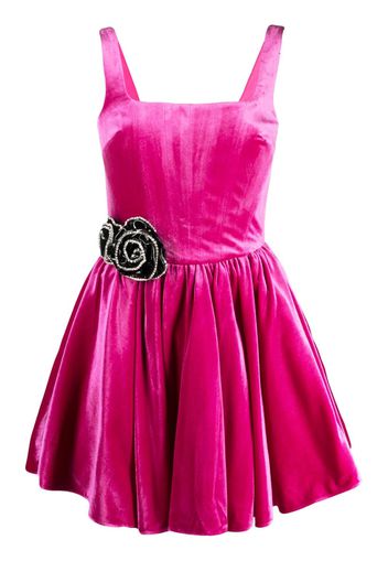 The New Arrivals Ilkyaz Ozel floral-appliqué pleated minidress - Pink