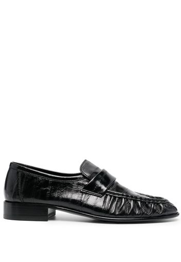 The Row ruched-detail leather loafers - Black