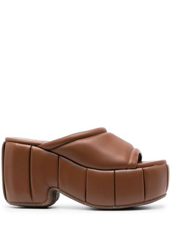 Themoirè Cassiope padded platform mules - Brown