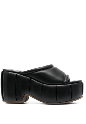 Themoirè Cassiope 100mm platform leather mules - Black