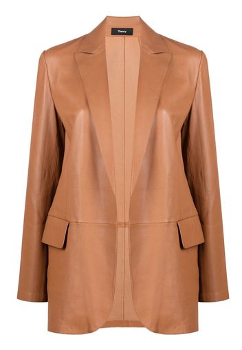 Theory leather open front blazer - Brown