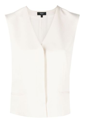 Theory V-neck crepe waistcoat - White