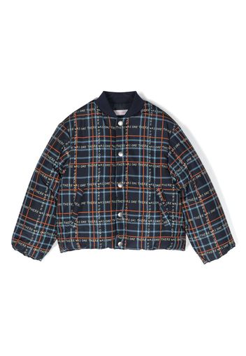 There Was One Kids tartan-print padded bomber jacket - Blue