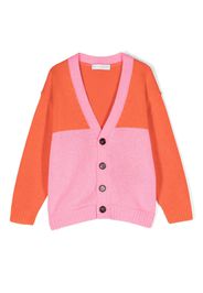 There Was One Kids colour-block V-neck cardigan - Orange